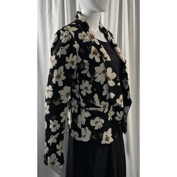Ann Taylor Loft Floral Open Front Blazer, Black & Ivory, Sz: S, 78-26 - Picture 2 of 16